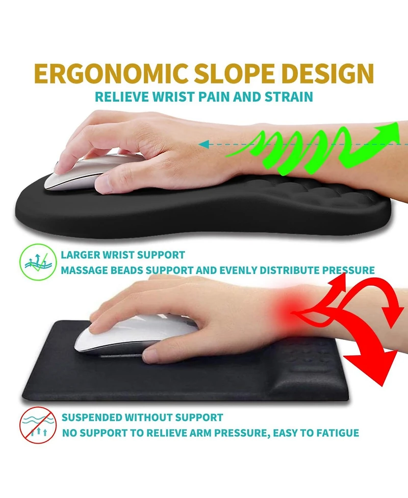 Lofree 2-in-1 Memory Gel Ergonomic Mouse Pad and Keyboard Wrist Rest Set Compatible with Standard Keyboards Mice