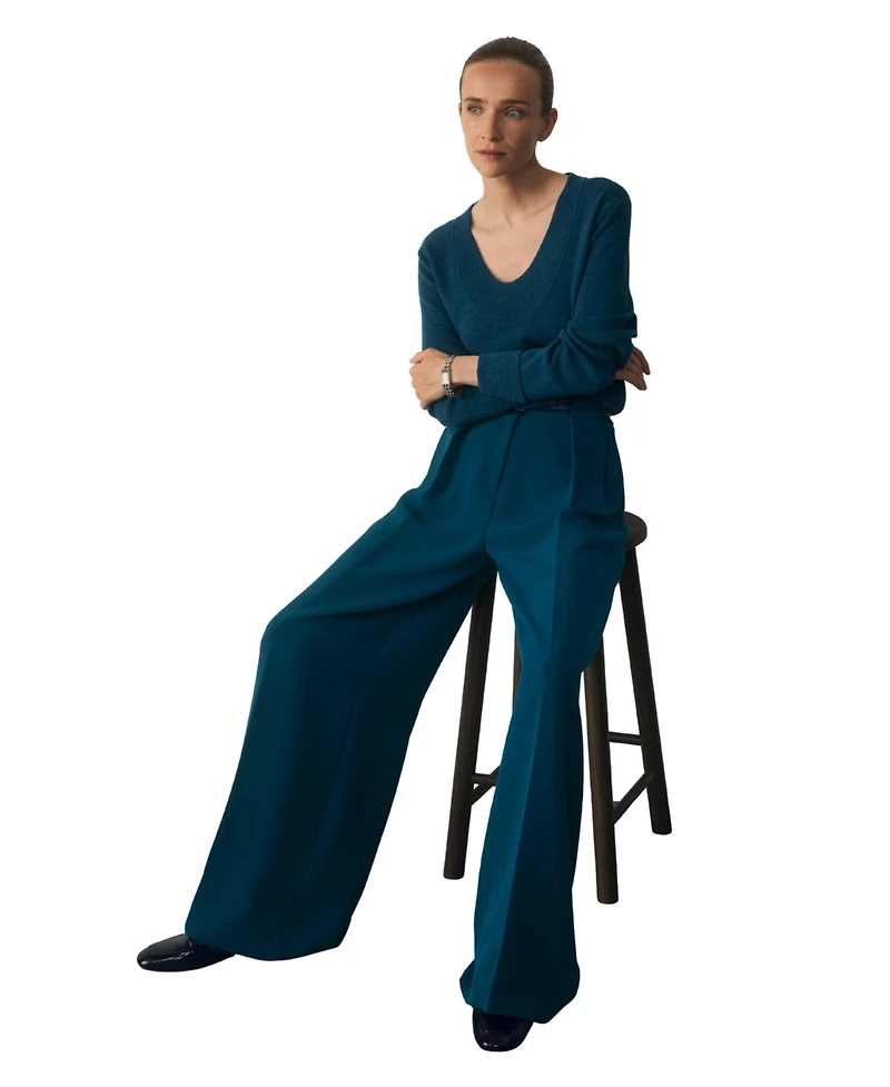 The Fold Women's Lyon High-Rise Palazzo Wide-Leg Pants