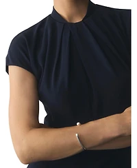 The Fold Women's Rossano High-Neck Short-Sleeve Midi Dress
