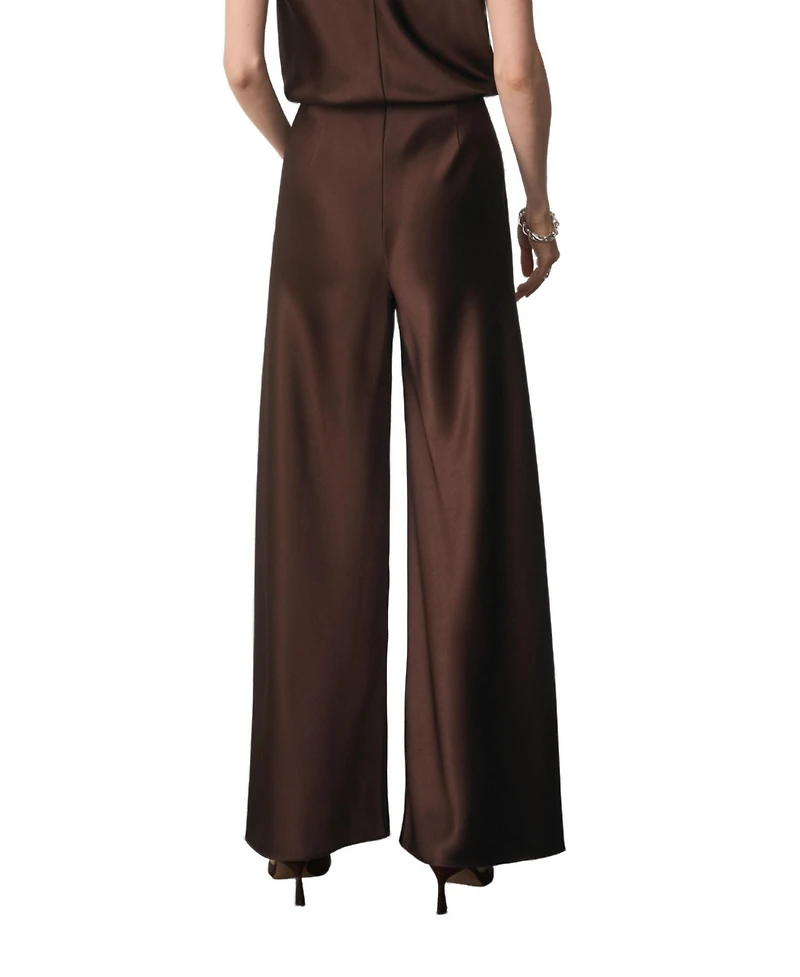 The Fold Women's Lucena High-Waisted Wide-Leg Satin Trousers