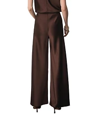 The Fold Women's Lucena High-Waisted Wide-Leg Satin Trousers