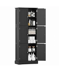 Gymax Tall Bathroom Storage Cabinet With 6 Doors Adjustable Shelves for Kitchen