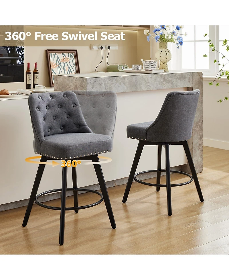 gaomon Swivel Counter Height Bar Stools Set of 4, Upholstered Barstools with Back, 330 Lbs Capacity for Kitchen Island, Home Bar