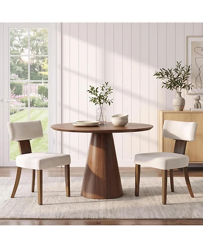 homfan Mid-Century Upholstered Dining Chair, Armless Seat with Padded Cushion and Rectangular Backrest for Spaces Home Interiors