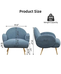 Dyhome Teddy Upholstered Armchair, Modern Accent Chair with Metal Legs, Set of 2