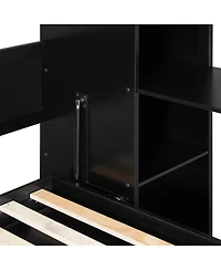 Streamdale Furniture Full Murphy Bed with Desk and Rattan Cabinets
