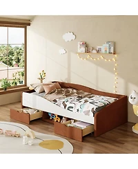 Streamdale Furniture Twin Size Upholstered Daybed Frame with 2 Storage Drawers