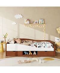 Streamdale Furniture Twin Size Upholstered Daybed Frame with 2 Storage Drawers