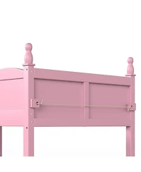 Streamdale Furniture Twin Wood Loft Bed with Full Guardrails, Ladder and Bookshelf