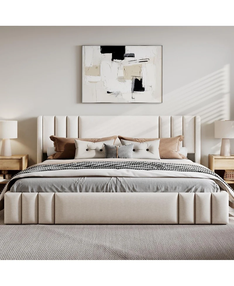 Streamdale Furniture King Size Upholstered Platform Bed Frame