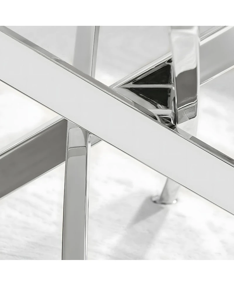 Streamdale Furniture Faux Marble and Glass Silver Coffee Table