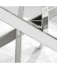 Streamdale Furniture Faux Marble and Glass Silver Coffee Table