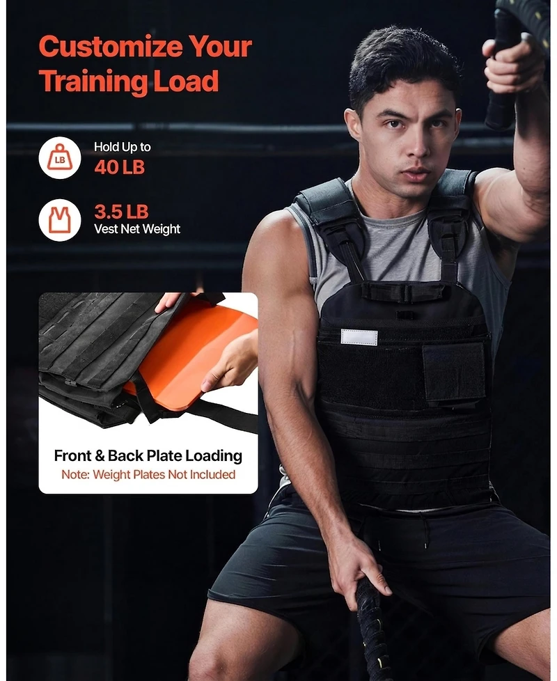 Hongge Adjustable Body Weight Vest with Padded Shoulder Straps