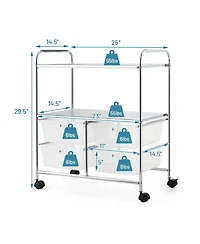 Mecale 4-Drawer Rolling Storage Cart with 2-Tier Open Shelf, Transparent