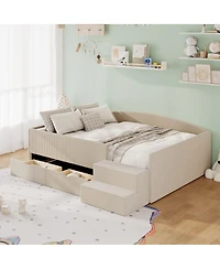 Streamdale Furniture Full Size Upholstered Daybed Frame with 2 Storage Drawers