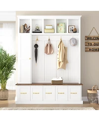 Streamdale Furniture Entryway Hall Tree with Coat Hooks