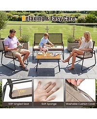Sugift 8-Piece Patio Rattan Conversation Set with Acacia Wood Table