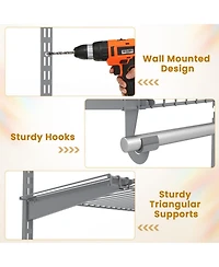 Sugift 4 to 8 Feet Closet Organizer System with Hanging Rods and 7 Storage Shelves Wall Mounted