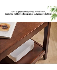 Streamdale Furniture Solid Wood 2-Tier Square End Table with Storage Shelf