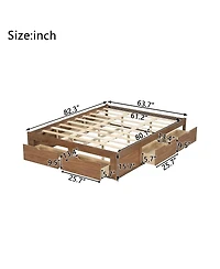 Streamdale Furniture Queen Size Wood Platform Bed with 6 Storage Drawers