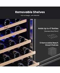 Yeego 24" Wine Refrigerator 5.12 Cu.ft Cooler Single Zone Under Counter Fridge,40degree(s)F-65degree(s)F Wine Fridge,Freestanding/Built-in