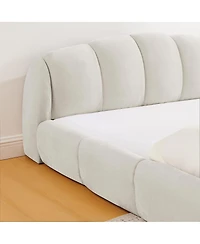 Streamdale Furniture Chenille Upholstered Queen Platform Bed with Curved Headboard