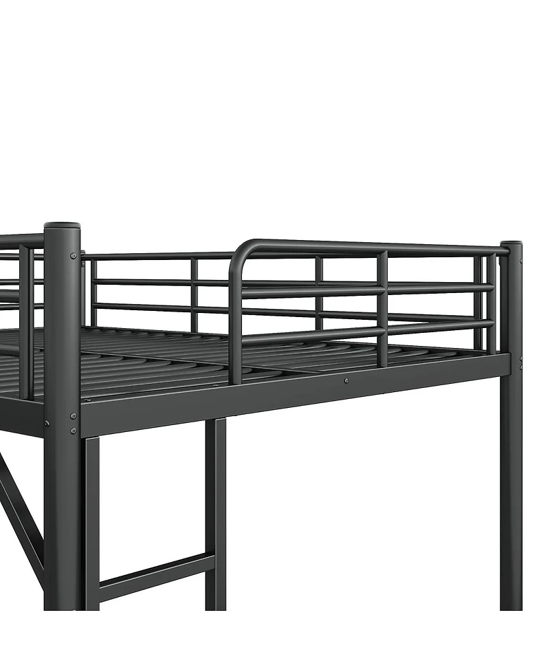 Streamdale Furniture Queen Size Metal Loft Bed with Ladder and Guardrails