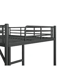 Streamdale Furniture Queen Size Metal Loft Bed with Ladder and Guardrails