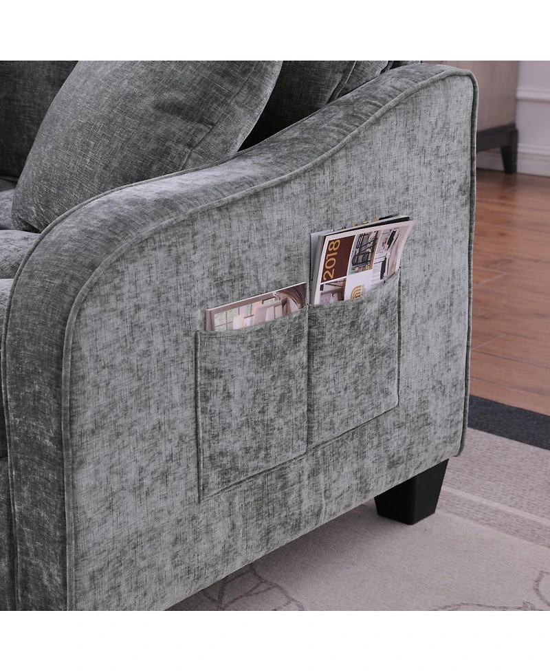 Streamdale Furniture Two-Seater Sofa Chaise with Storage Footrest and Pillows
