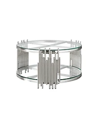 Streamdale Furniture 201 Stainless Steel Double-Layer Tempered Glass Round Coffee Table