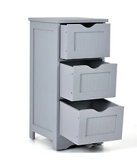 Gymax 3-Drawer Bathroom Floor Cabinet Free Standing Side Storage Organizer