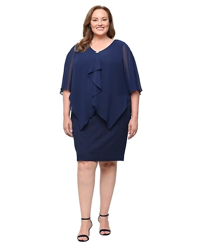 Sl Fashions Plus V-Neck Ruffle Dress