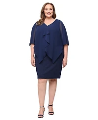 Sl Fashions Plus V-Neck Ruffle Dress