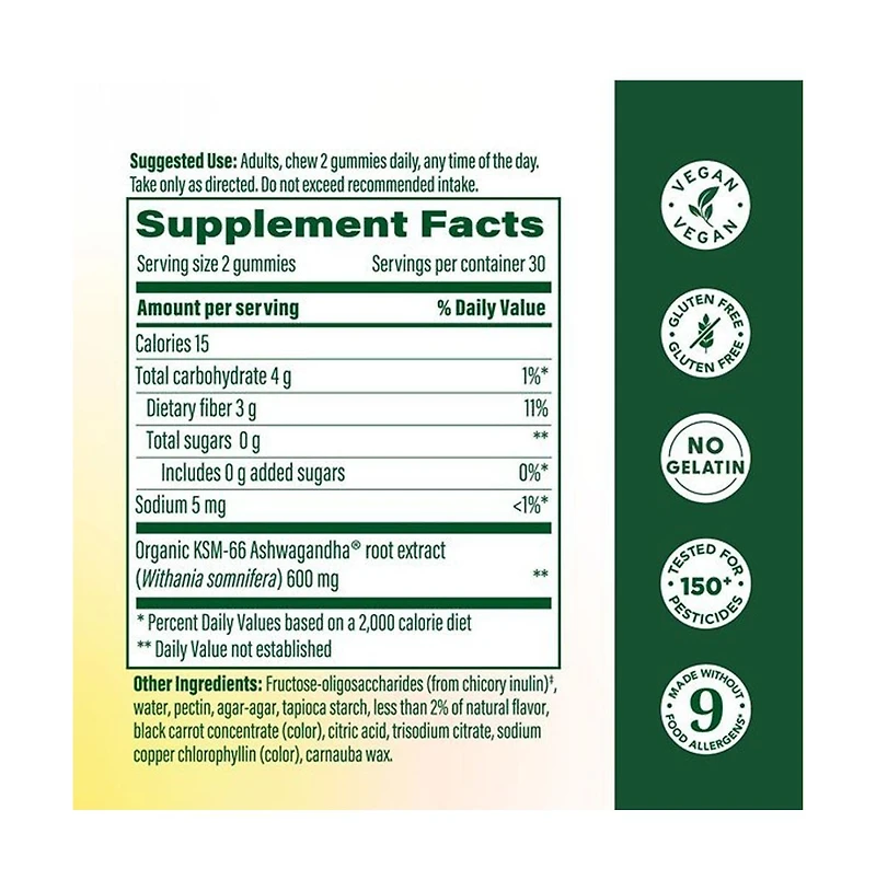 MegaFood Ashwagandha Gummies, Zero Sugar, Ksm 66 Ashwagandha, 60 Mixed Berry Gummies