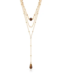 Ettika 18k Gold-Plated Forever Falling Tiger's Eye Lariat Necklace