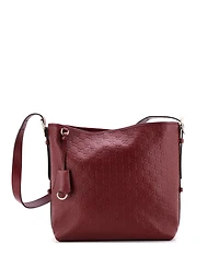 Pre-Owned Gucci Medium Emblem Hobo Shoulder Bag Gg Embossed Leather