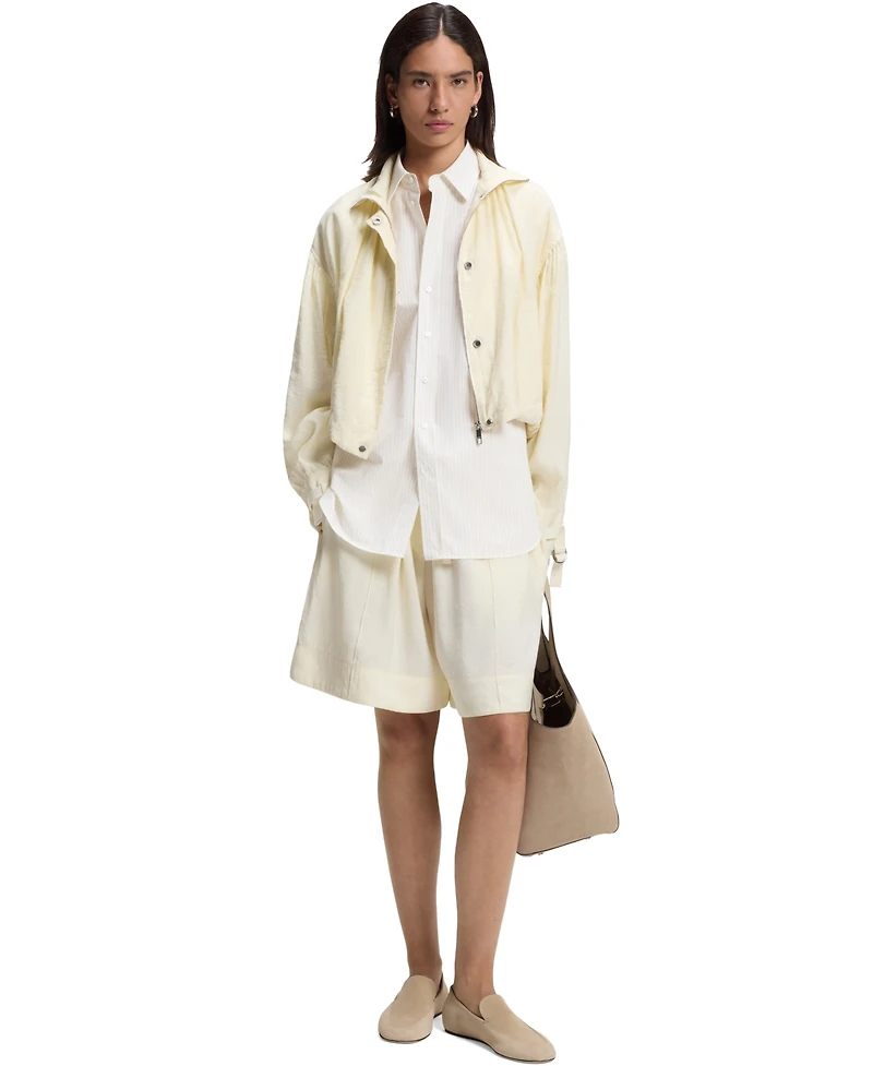 Boss by Hugo Women's Long-Sleeve Relaxed-Fit Vertical-Stripe Cotton Poplin Blouse