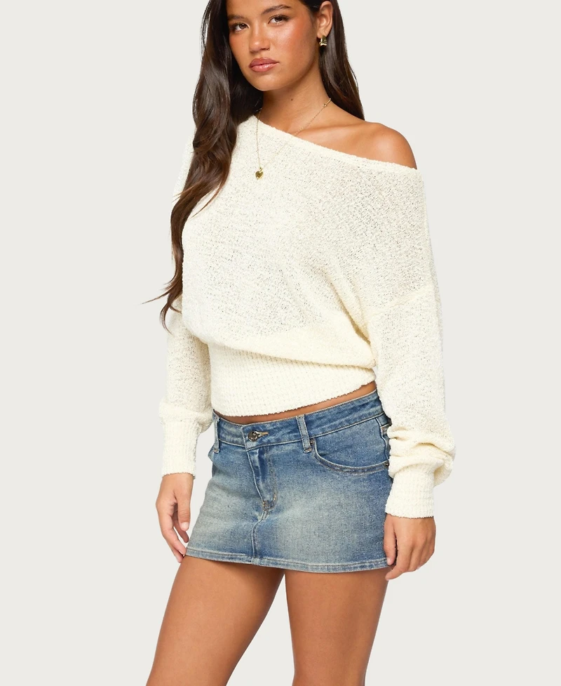 Edikted Women's Parra Off-the-Shoulder Long-Sleeve Textured-Knit Sweater