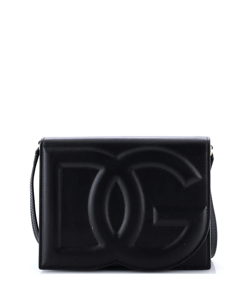 Pre-Owned Dolce and Gabbana Small Dg Logo Flap Shoulder Bag Leather
