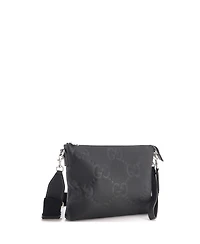 Pre-Owned Gucci Medium Zip Messenger Bag Jumbo Gg Embossed Leather