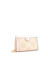 Pre-Owned Gucci Small Ophidia Chain Shoulder Bag Jumbo Gg Canvas with Leather