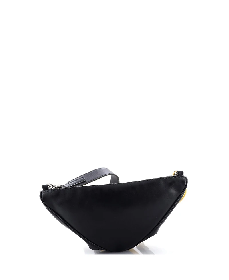 Pre-Owned Prada Double Triangle Logo Zip Shoulder Bag Saffiano Leather and Leather