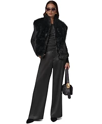Donna Karan New York Women's Faux Fur Sleeveless Lined Vest