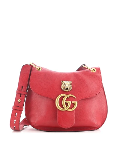 Pre-Owned Gucci Medium Gg Marmont Animalier Shoulder Bag Leather