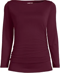 Lands' End Plus Supima Micro Modal Three Quarter Sleeve Ruched Waist Top