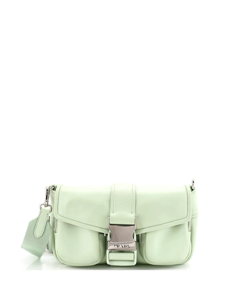 Pre-Owned Prada Buckle Pocket Crossbody Bag Spazzolato Leather and Tessuto