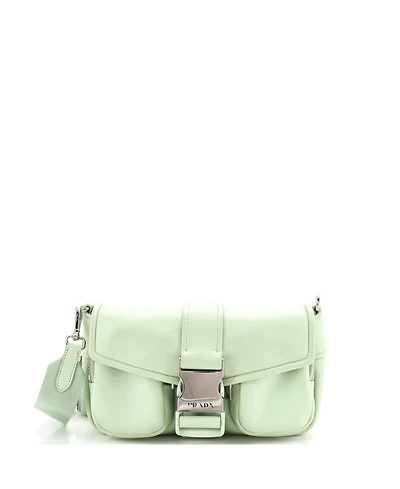 Pre-Owned Prada Buckle Pocket Crossbody Bag Spazzolato Leather and Tessuto