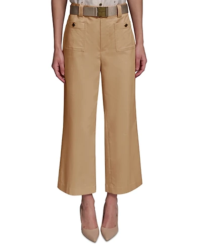 Karl Lagerfeld Paris Women's Mid-Rise Belted Cropped Pants