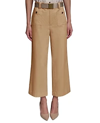 Karl Lagerfeld Paris Women's Mid-Rise Belted Cropped Pants