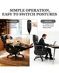 Dyhome 600 lbs Big and Tall Executive Office Chair with Footrest, 3D Kneading Massage Power Recliner Chairs with Premium Leather